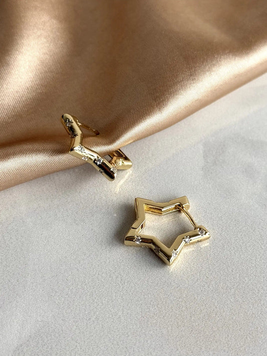 Yıldız Taşlı Küpe (3 Boy) 14 Ayar Serisi