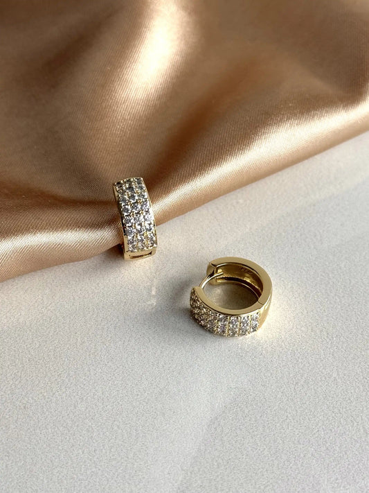 Taşlı Halka Küpe (3 Boy) 14 Ayar Serisi