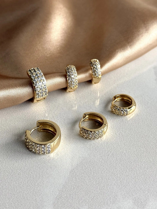 Taşlı Halka Küpe (3 Boy) 14 Ayar Serisi