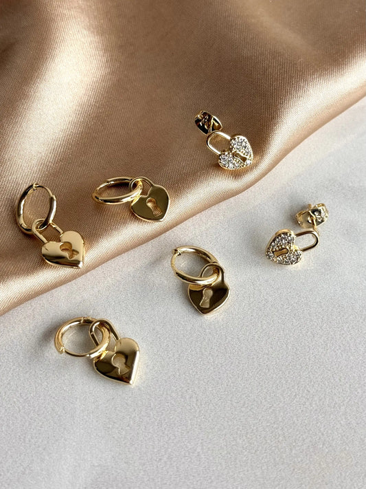 Taşlı Kalp 6'lı Set Küpe 14 Ayar Serisi