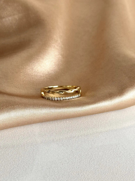 İkili Sarmal Taşlı Yüzük 14 Ayar Serisi