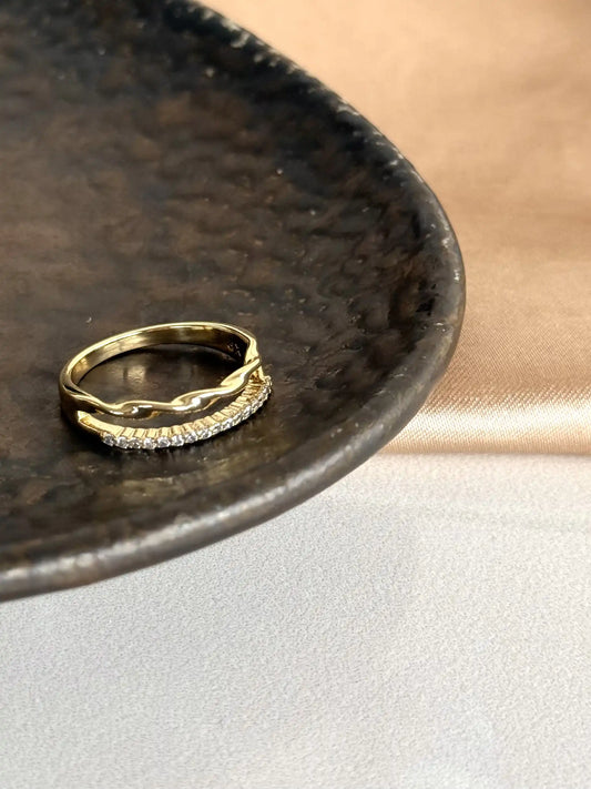 İkili Sarmal Taşlı Yüzük 14 Ayar Serisi