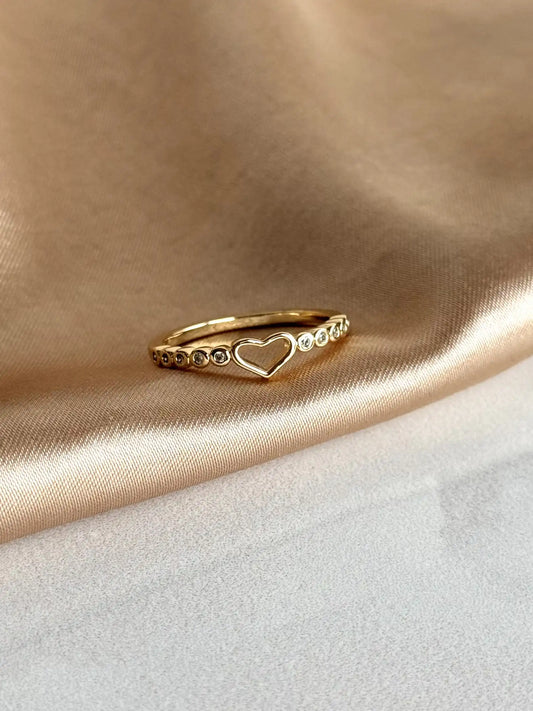 Kalp Taşlı Yüzük 14 Ayar Serisi