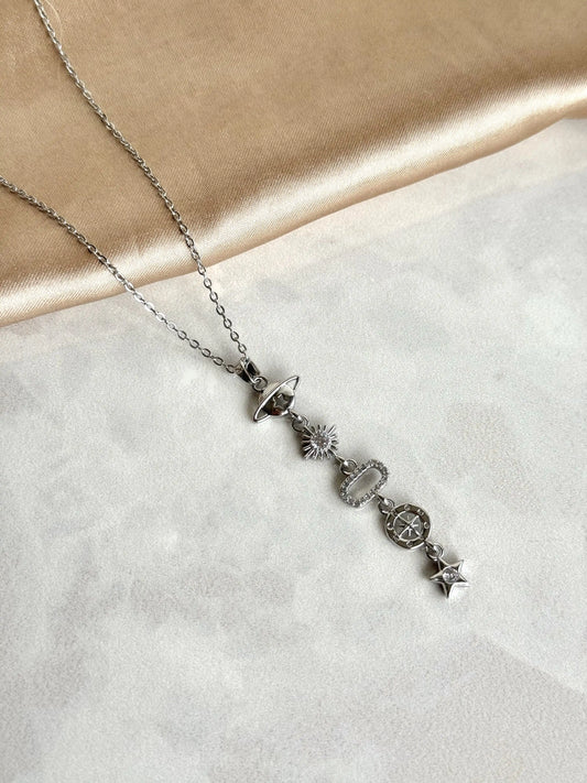 Gümüş Gezegen Yıldız Y Kolye