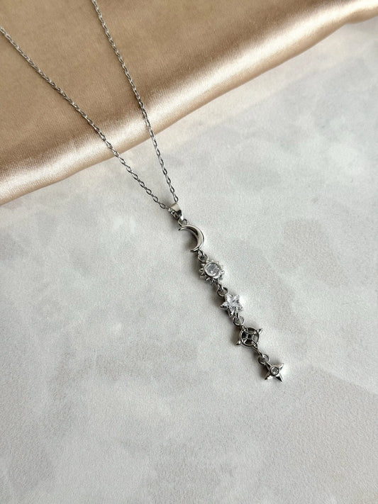 Gümüş Hilal Güneş Y Kolye