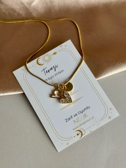 Burç Kalp Harf Kolye