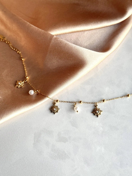 Çelik Güneş İnci Charm Bileklik