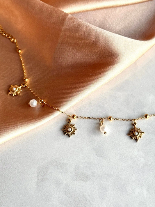 Çelik Güneş İnci Charm Bileklik