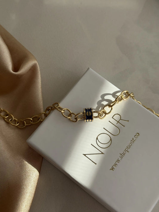 Çelik Lacivert Kilit Bileklik