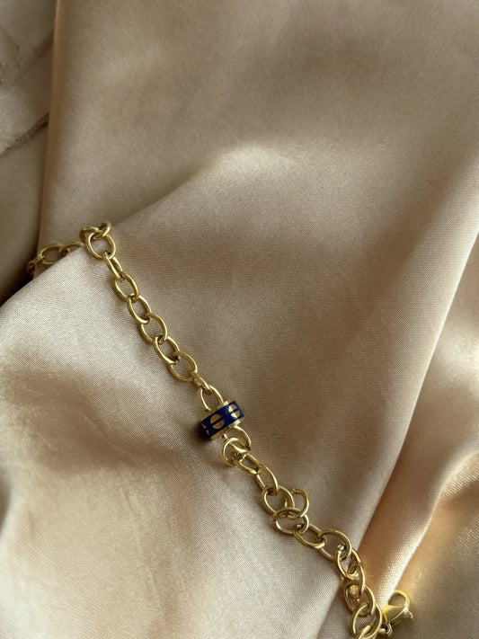 Çelik Lacivert Kilit Bileklik