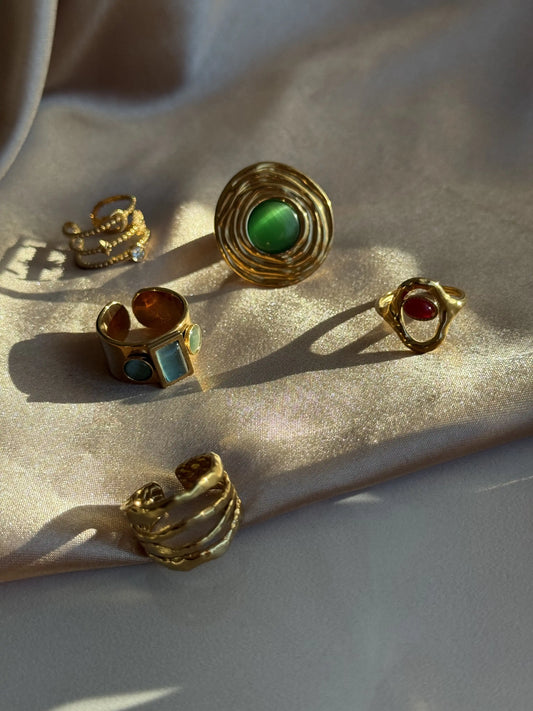 Çelik Mavi Taşlı Yüzük