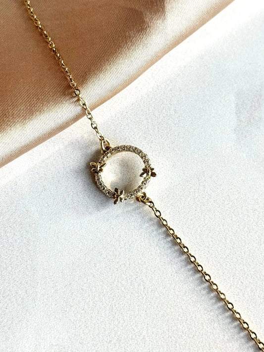 Çiçekli Yuvarlak Bileklik 14 Ayar Serisi