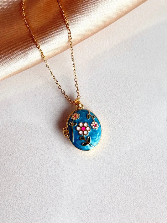 Mavi Çiçek Madalyon