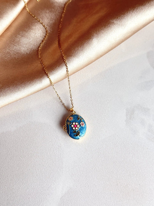 Mavi Çiçek Madalyon