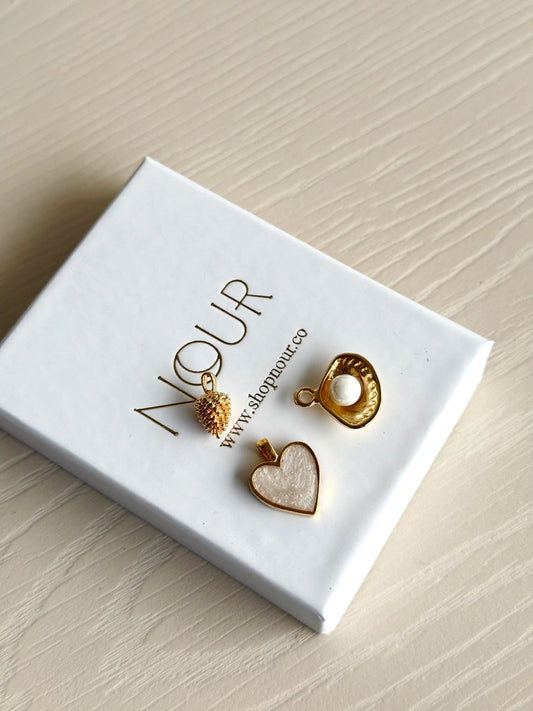 İnci Beyaz Kalp Charm