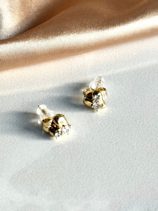 Taşlı Kalp Küpe 14 Ayar Serisi