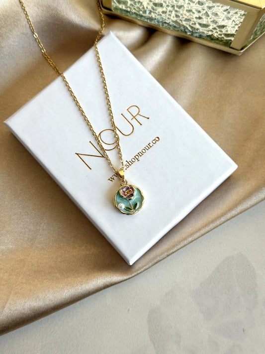 Yeşil Çiçek Flora Kolye