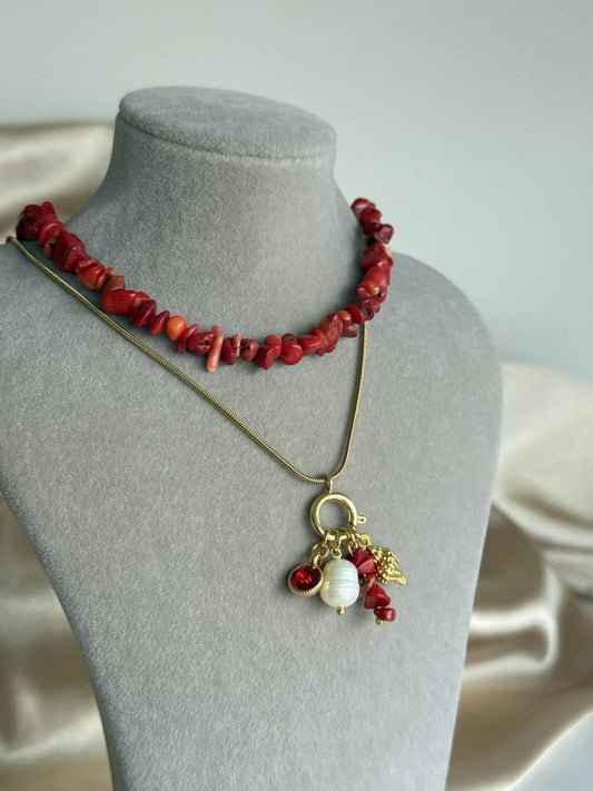 Mercan İnci Charm Kolye