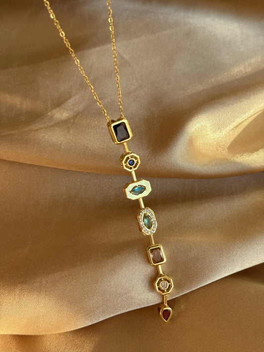 Asimetrik Taşlı Y Kolye