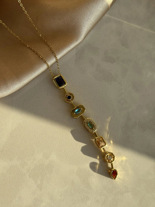 Asimetrik Taşlı Y Kolye