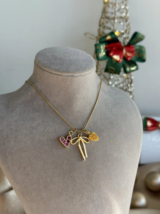 Kurdele Kalp Yılbaşı Kolyesi