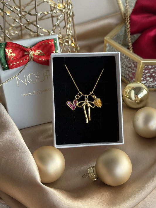 Kurdele Kalp Yılbaşı Kolyesi