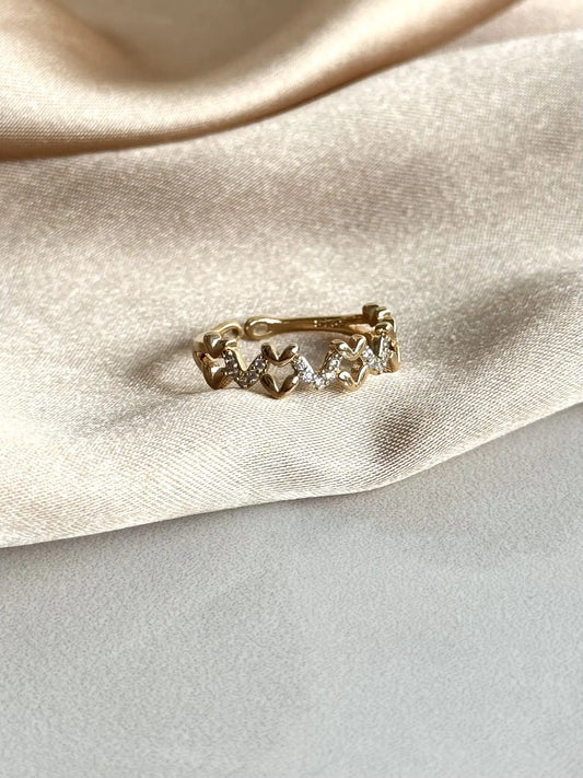 Zikzak Taşlı Yüzük 14 Ayar Serisi